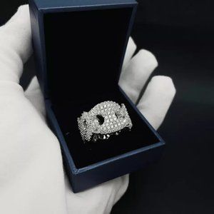 S925 Sterling Silver 14k goldplated Iced Out Moissanite Ring